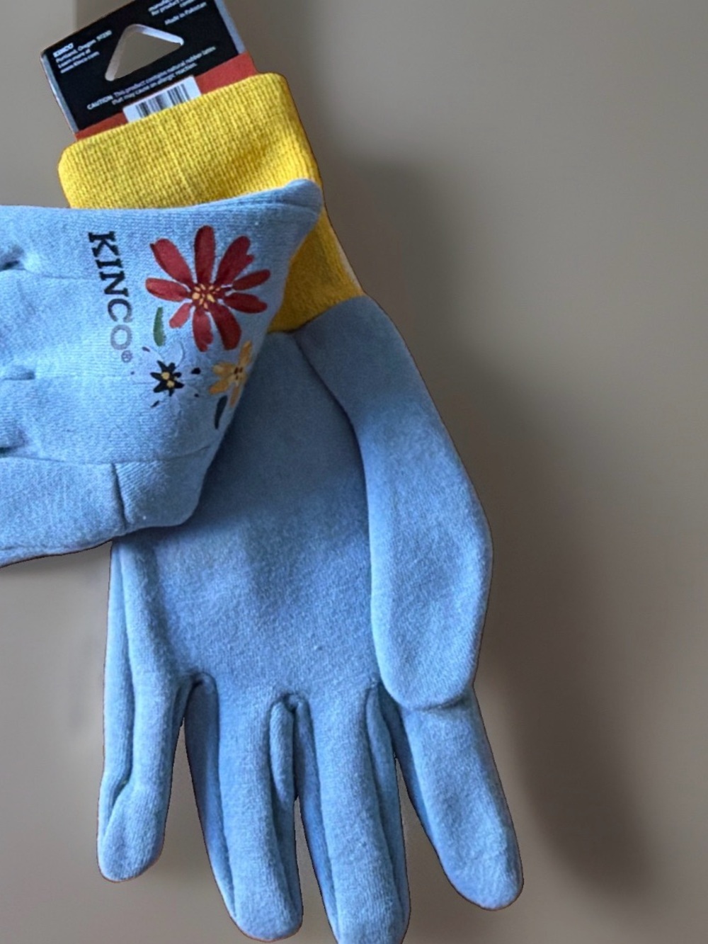 Kinco Women's 8 oz Jersey Gardening Work Gloves - One Size Light Blue Floral NEW